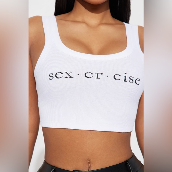 Fashion Nova Sexy Gym Work Out White Exercise Sexercise Crop Tank Top - Picture 3 of 4